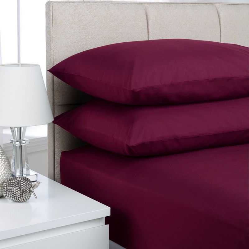 Plain Dyed Double Bed Fitted Sheet Aubergine